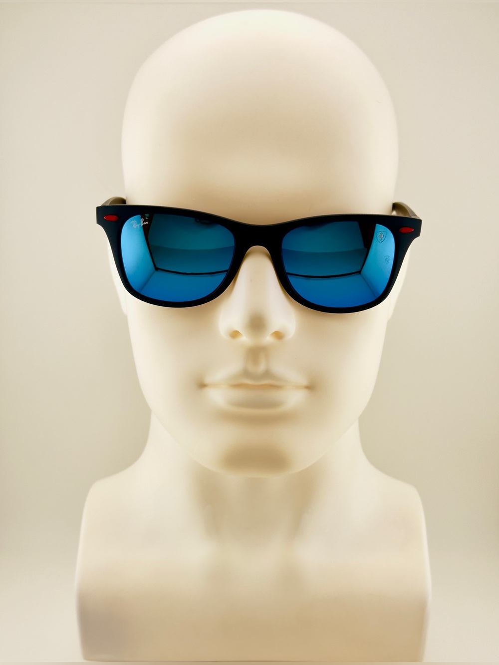 Ray-Ban Scuderia Ferrari Sunglasses RB4195M Matte Gray Frame Blue Mirror Lenses - Picture 2 of 15